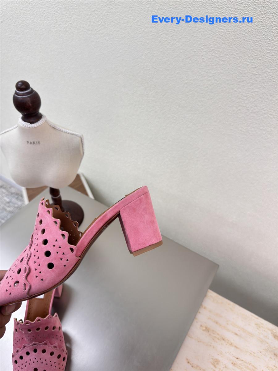 Alaïa Vienne Pink Leather Mules