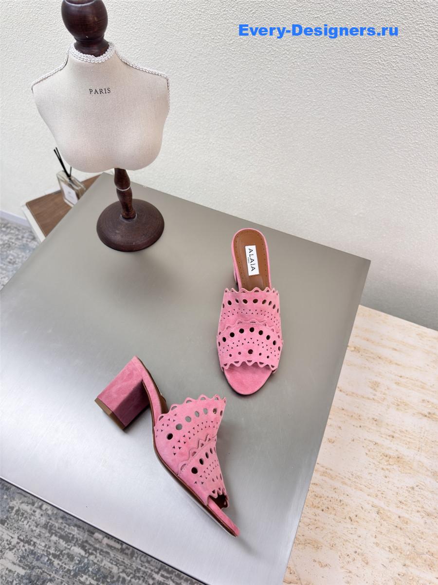 Alaïa Vienne Pink Leather Mules