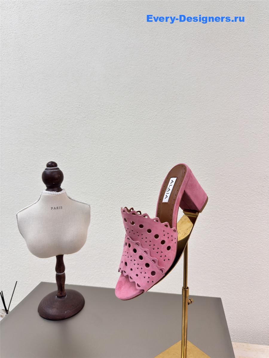 Alaïa Vienne Pink Leather Mules