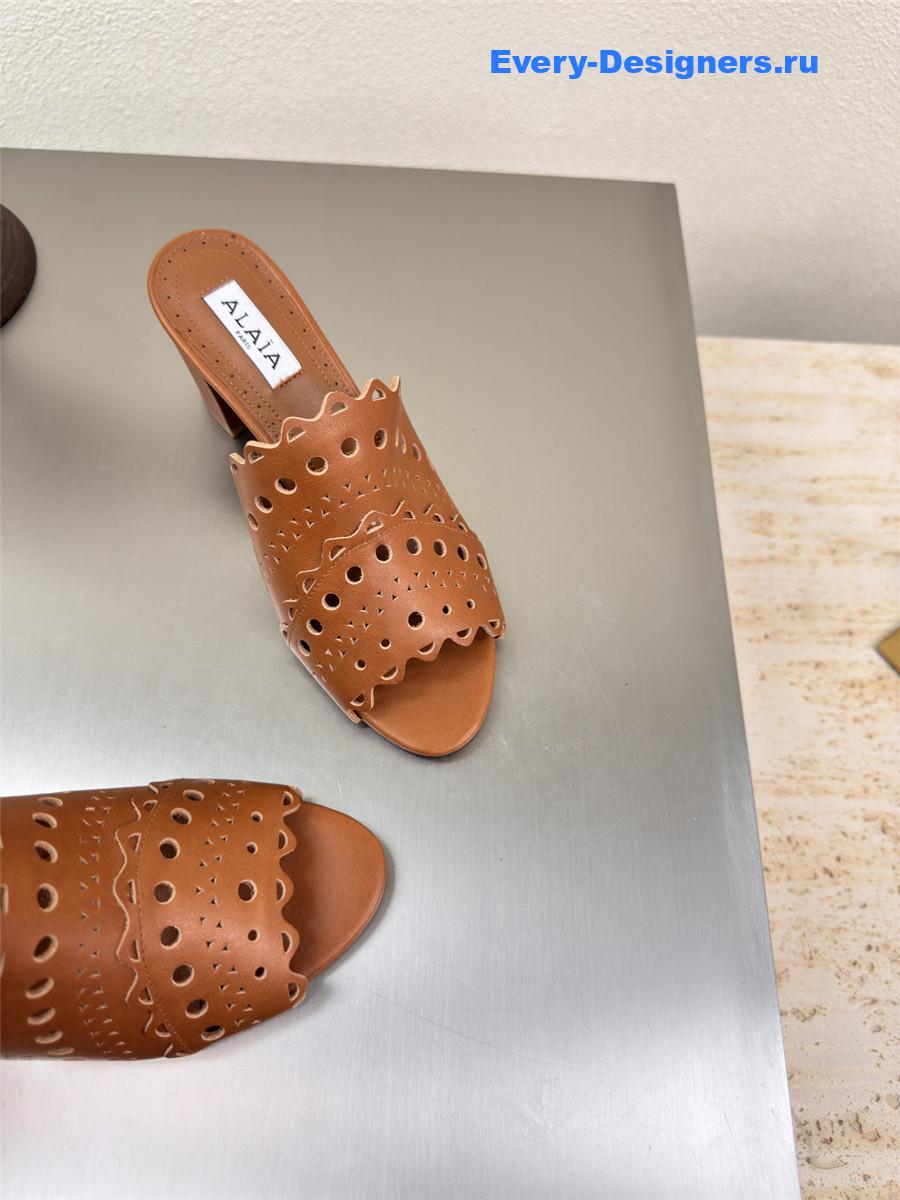 Alaïa Vienne Brown Leather Mules