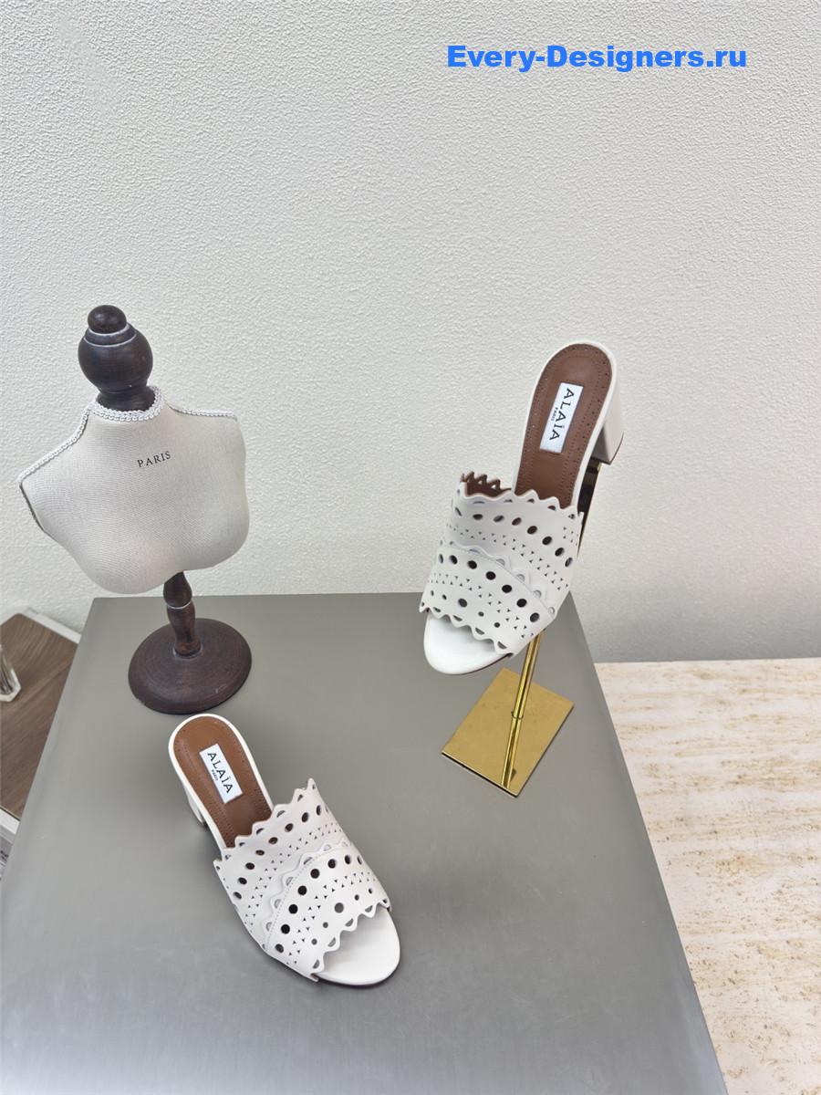 Alaïa Vienne White Leather Mules