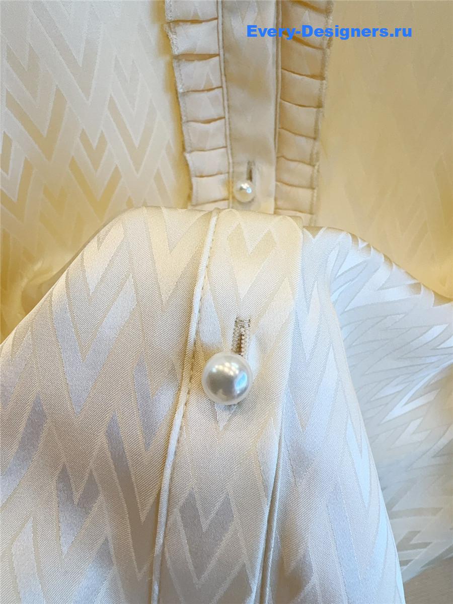 Va1e*ntin0 grid silk ruffle shirt