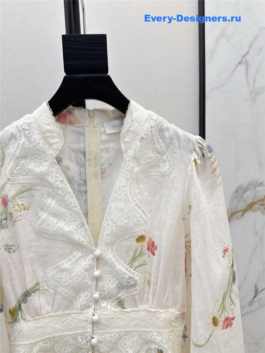 Zimm Lucky Lace Plunge Midi Dress