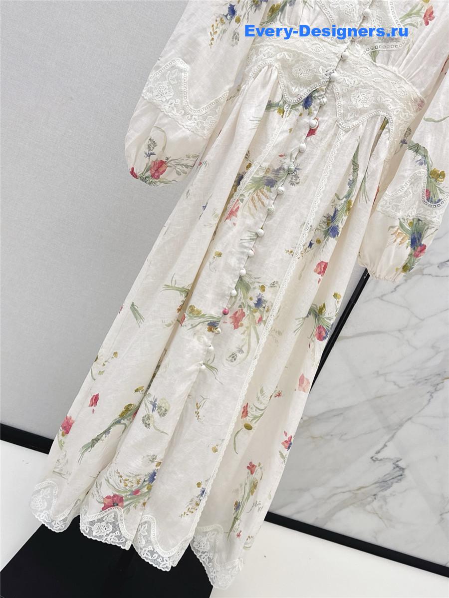 Zimm Lucky Lace Plunge Midi Dress