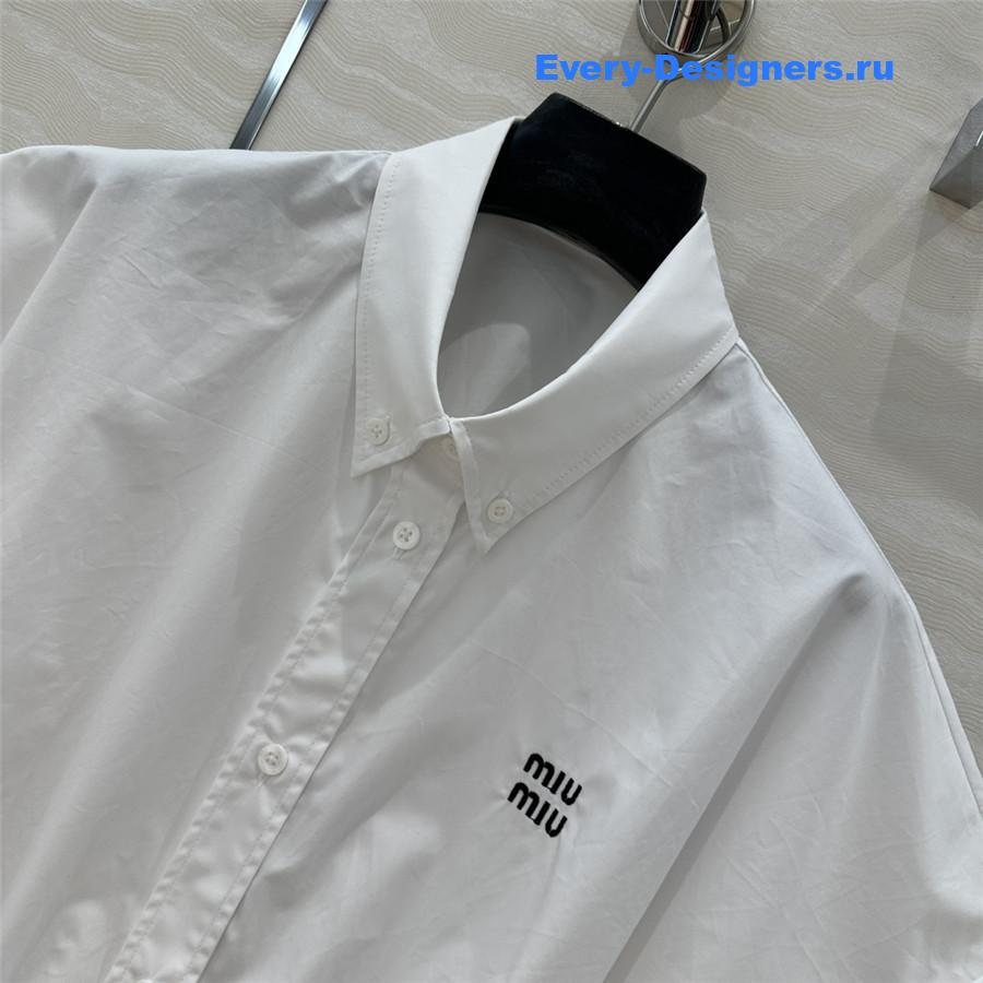 Miu Miu Cropped Cotton Shirt White