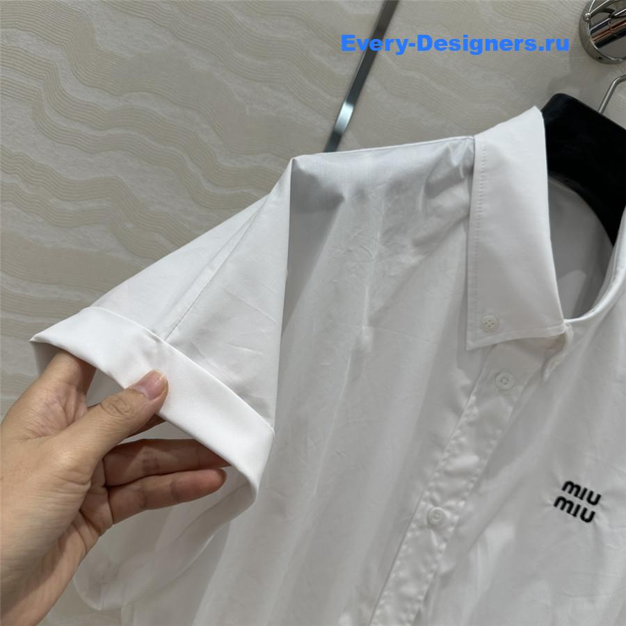 Miu Miu Cropped Cotton Shirt White