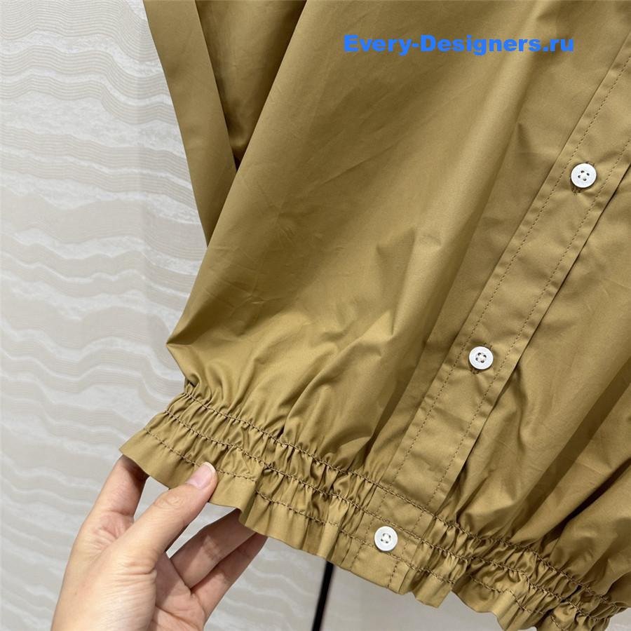 Miu Miu Cropped Cotton Shirt In Brown