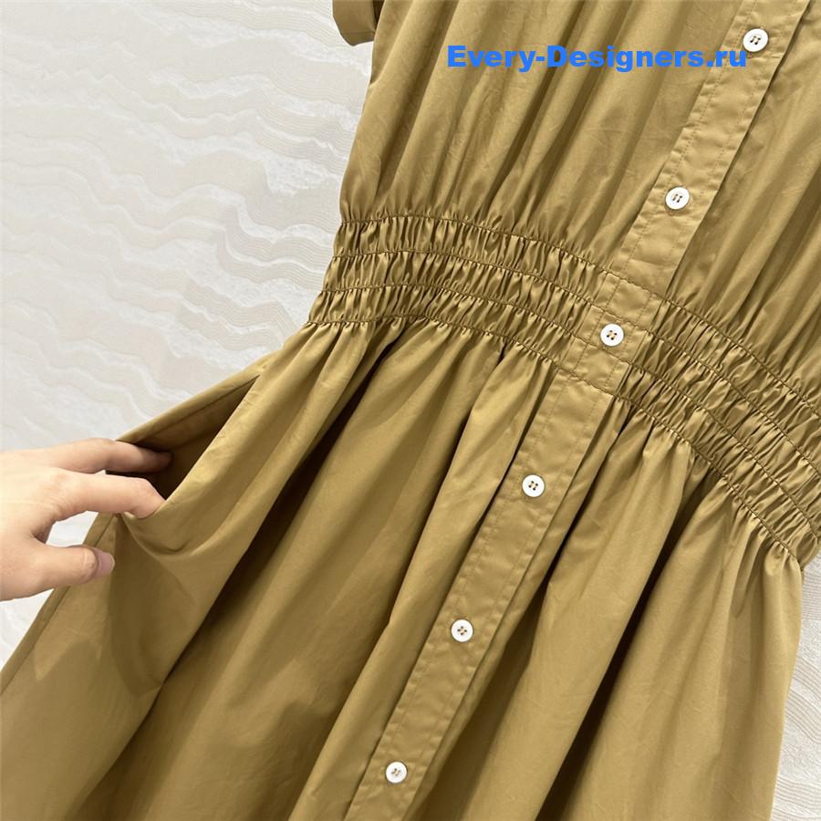 Miu Miu Silk Shirtdress In Brown