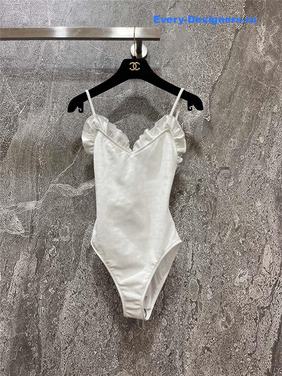 Ch**el white one-piece swimsuit