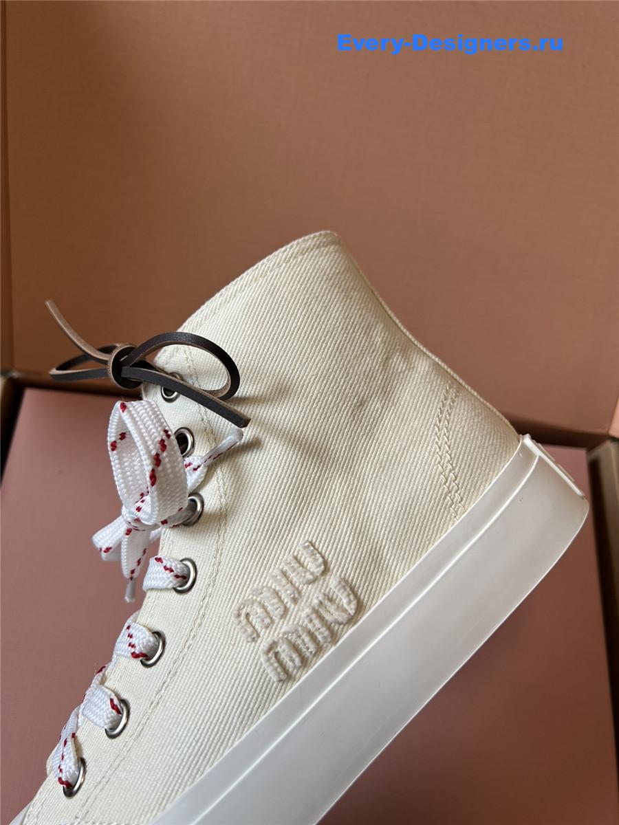 Miu Miu Beige High-Top Canvas Trainers