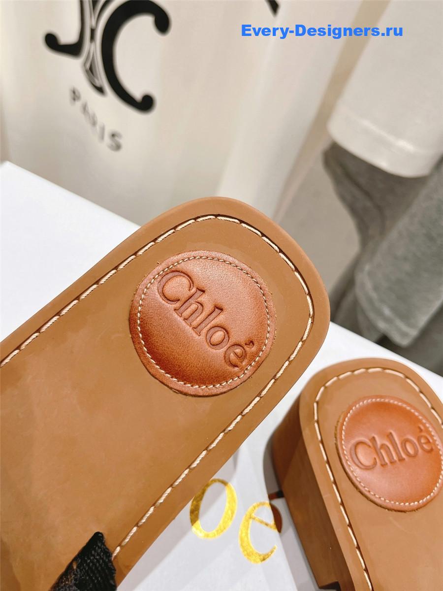 Chloé Black Canvas Woody Slides