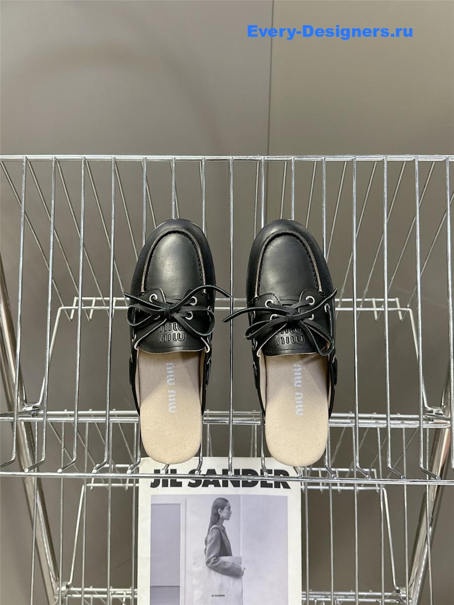 Miu Miu Black Boat Slides