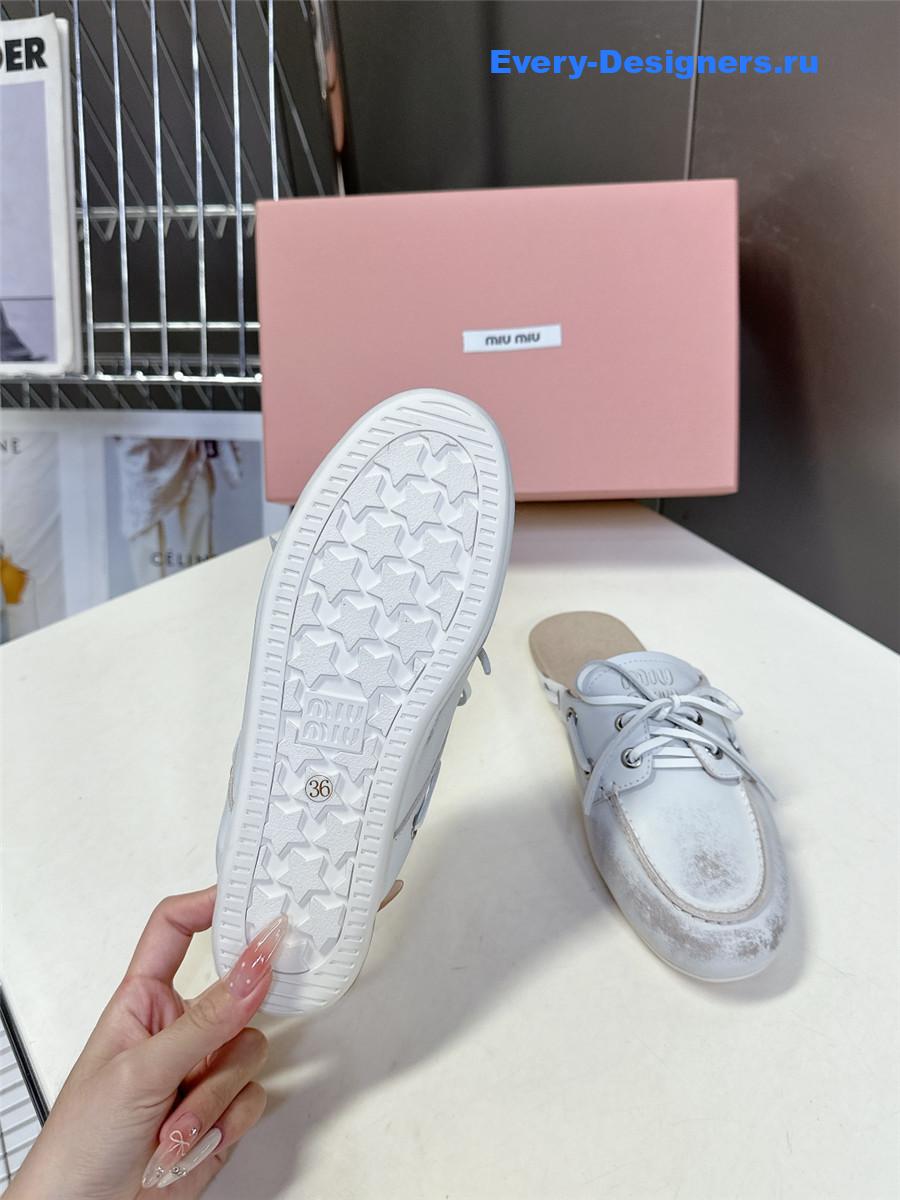 Miu Miu White Boat Slides