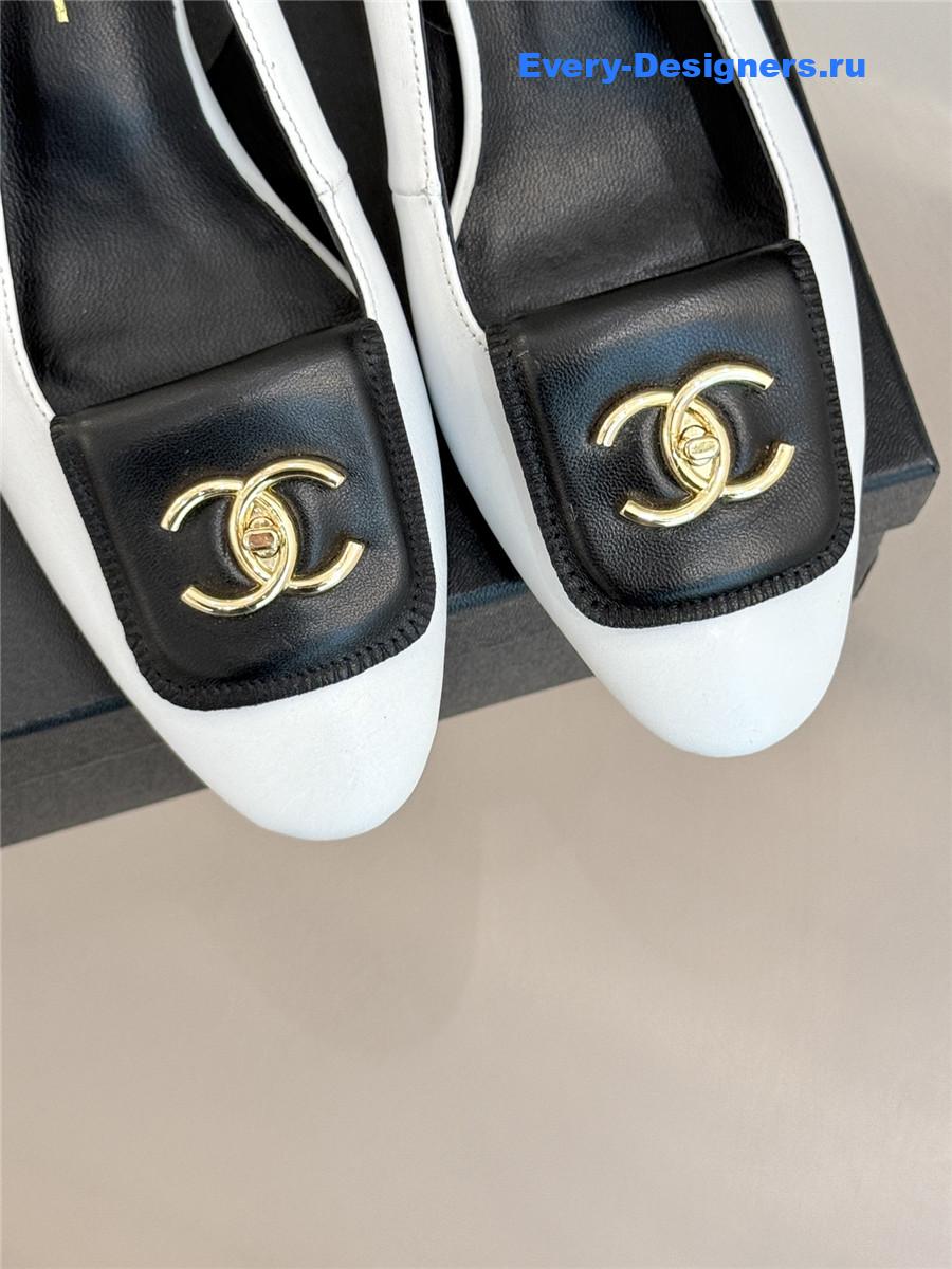 Ch**el white goatskin slingbacks sandals