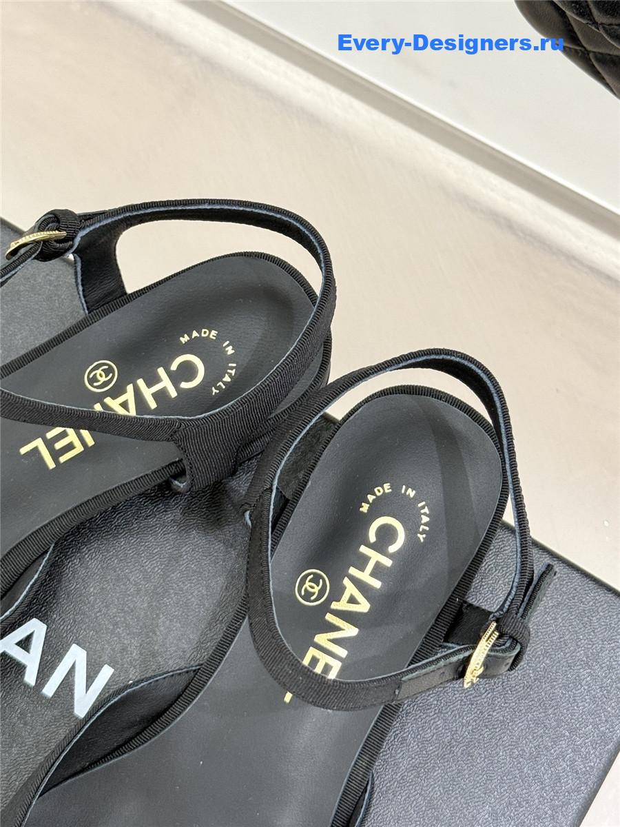 Ch**el cc black chunky heel sandals