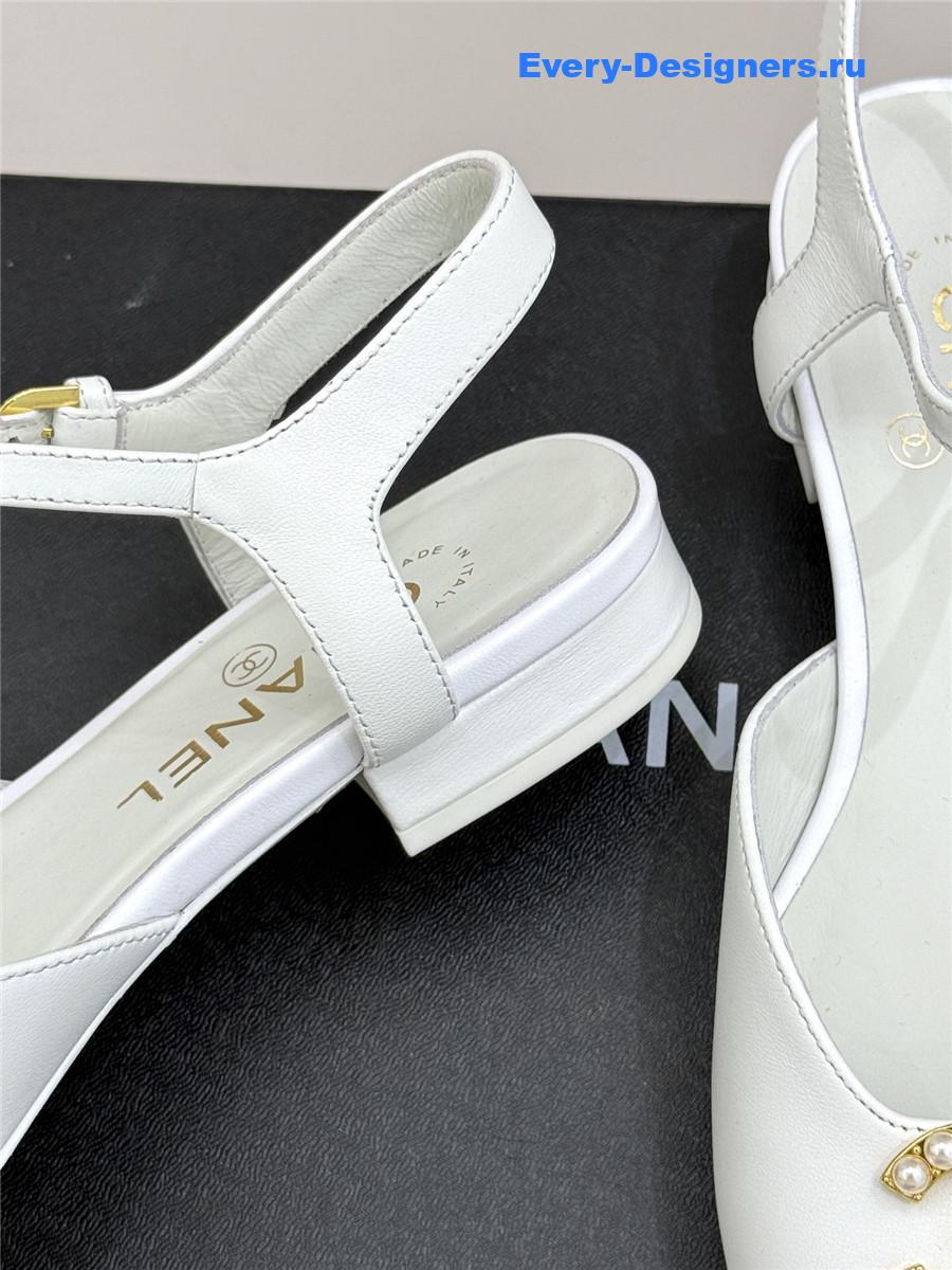 Ch**el cc white chunky heel sandals