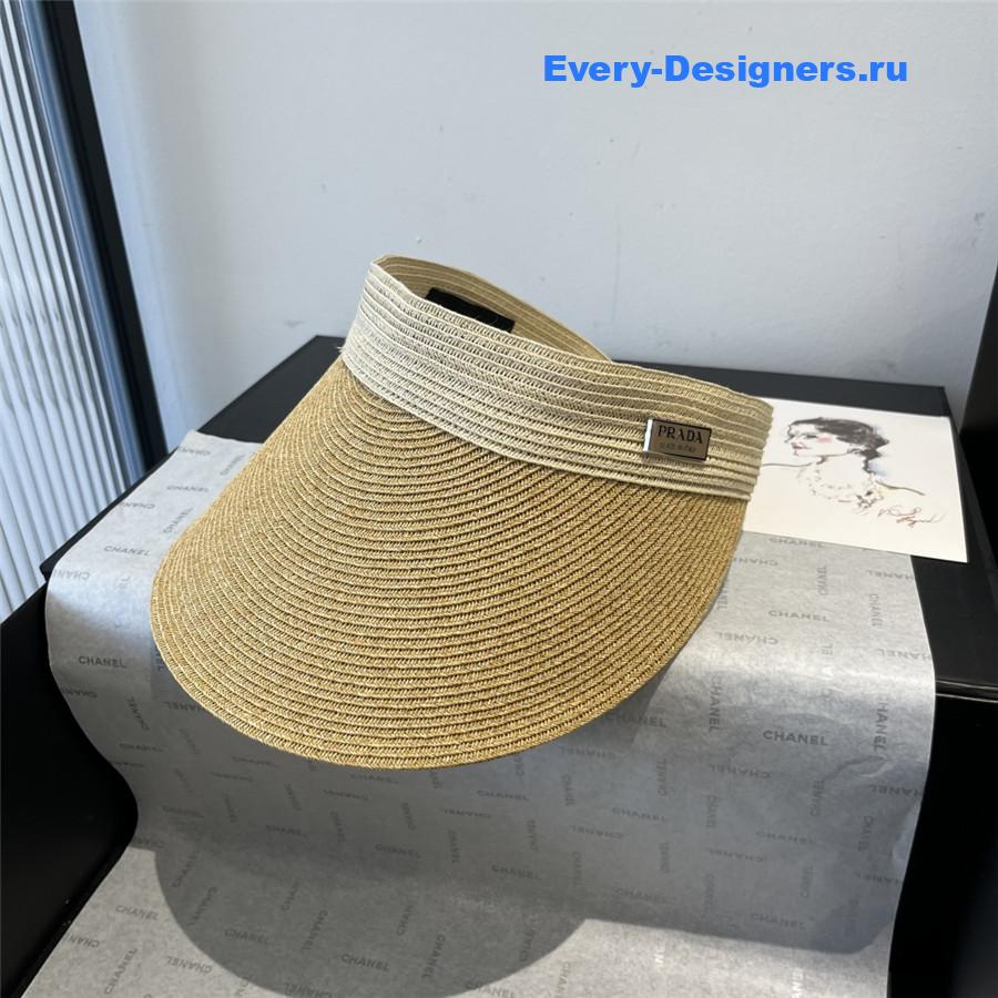 Pra*a light beige straw visor
