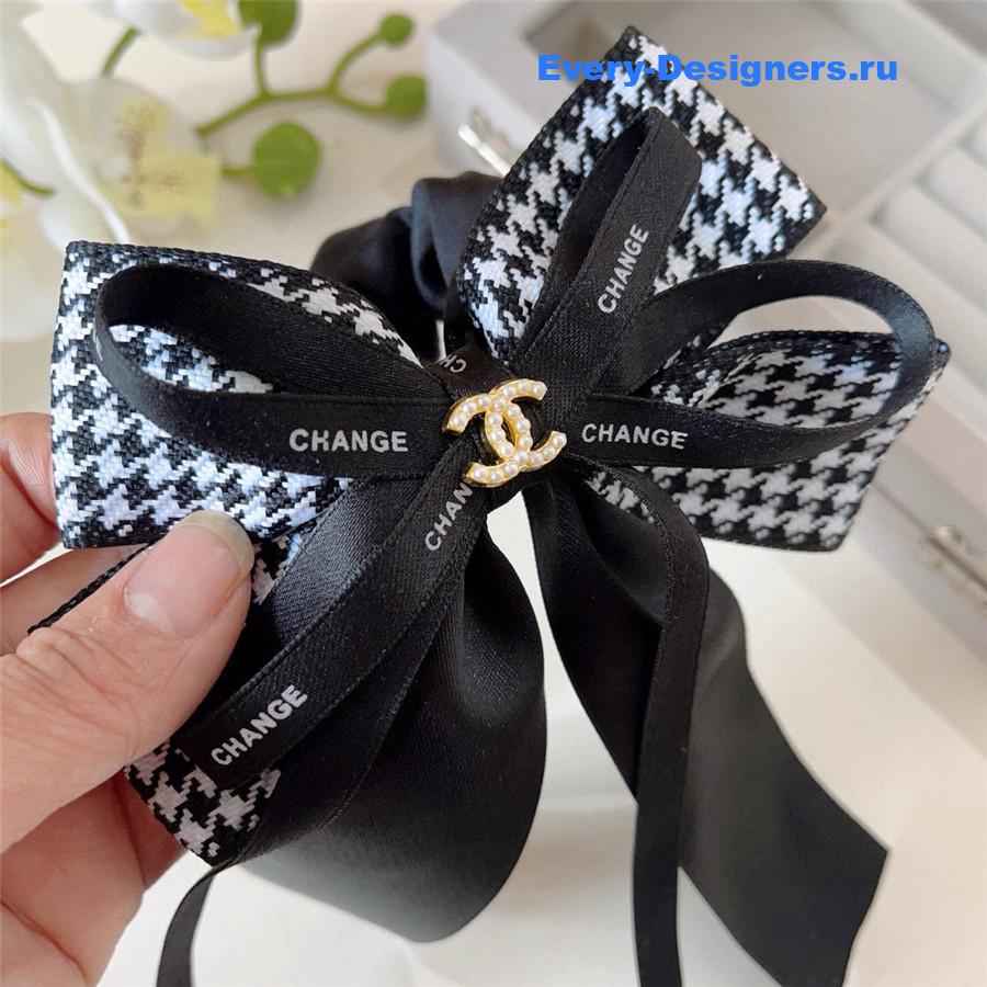 Ch**el houndstooth ribbon hair tie