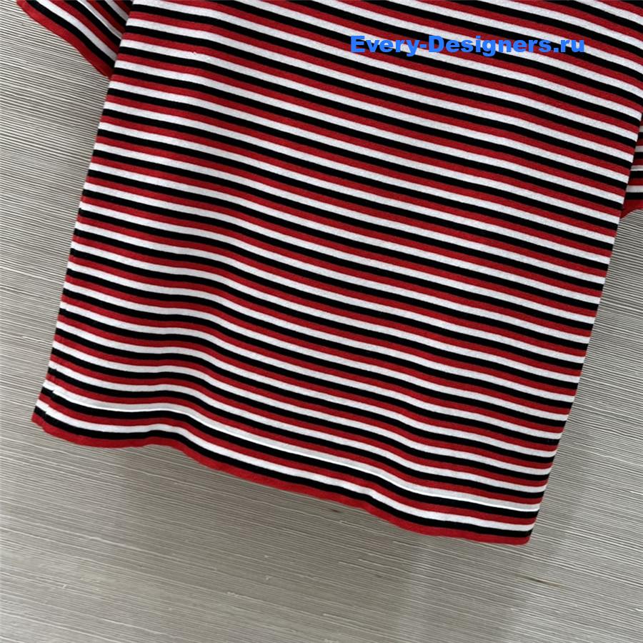 Ce1i*e red striped cropped knit top