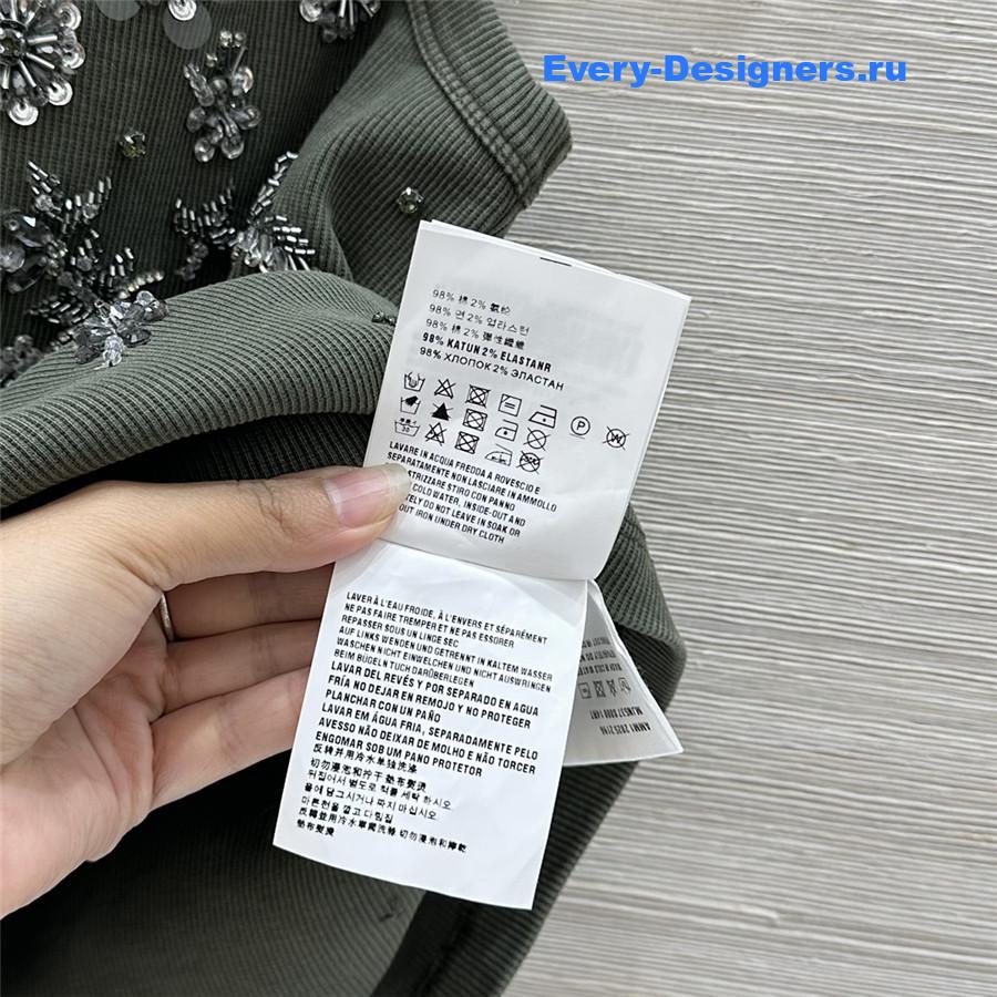 Miu Miu Olive Green Embroidered Knit Top