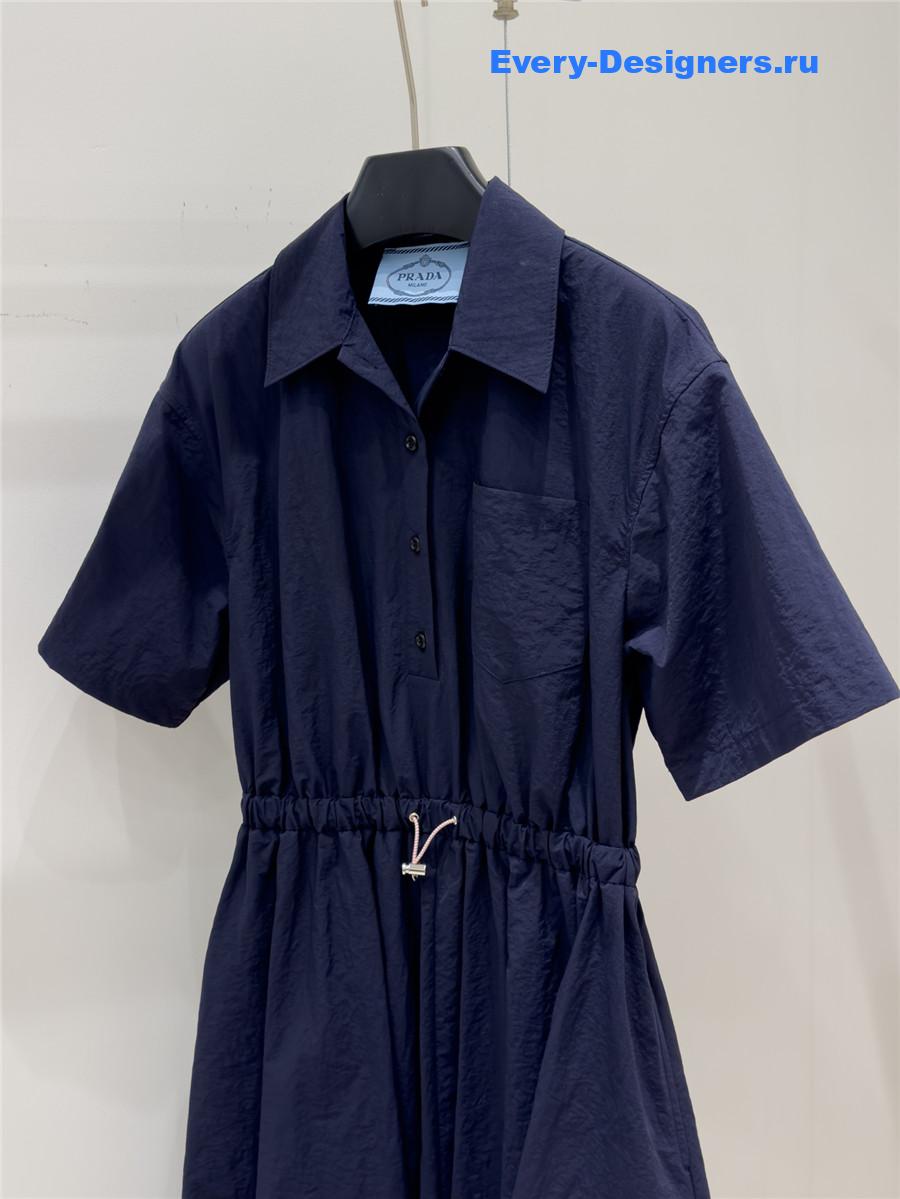 Pra*a pleated midi dress with drawstring waist