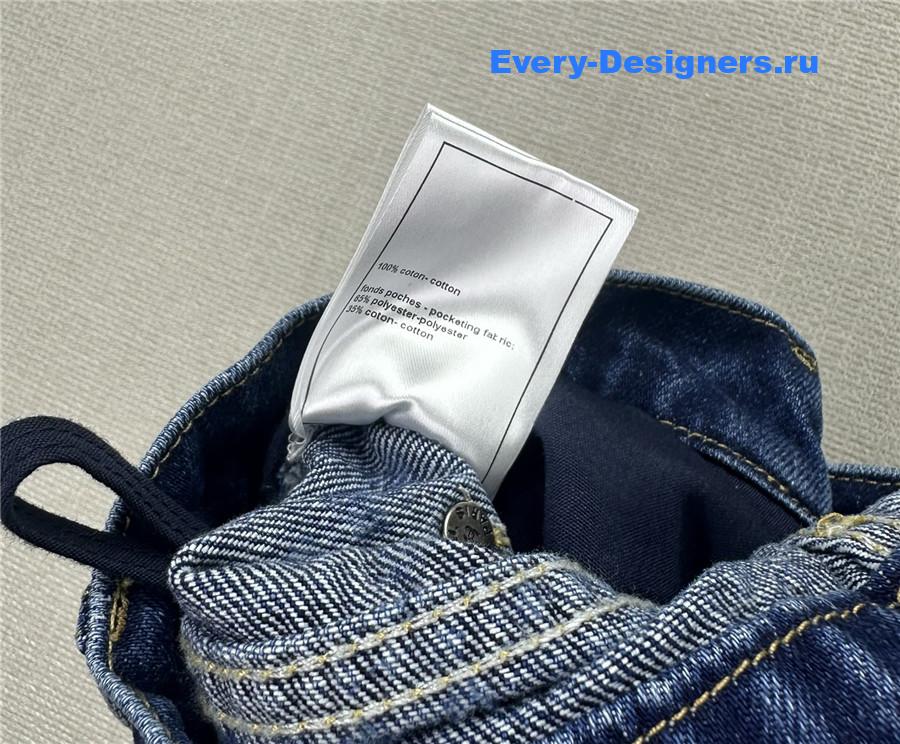 Ch**el blue pearl print logo jeans