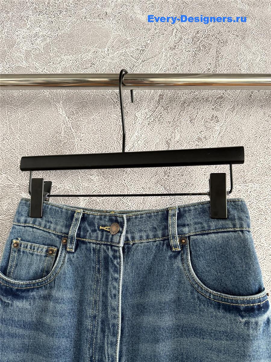 Pra*a washed denim maxi skirt