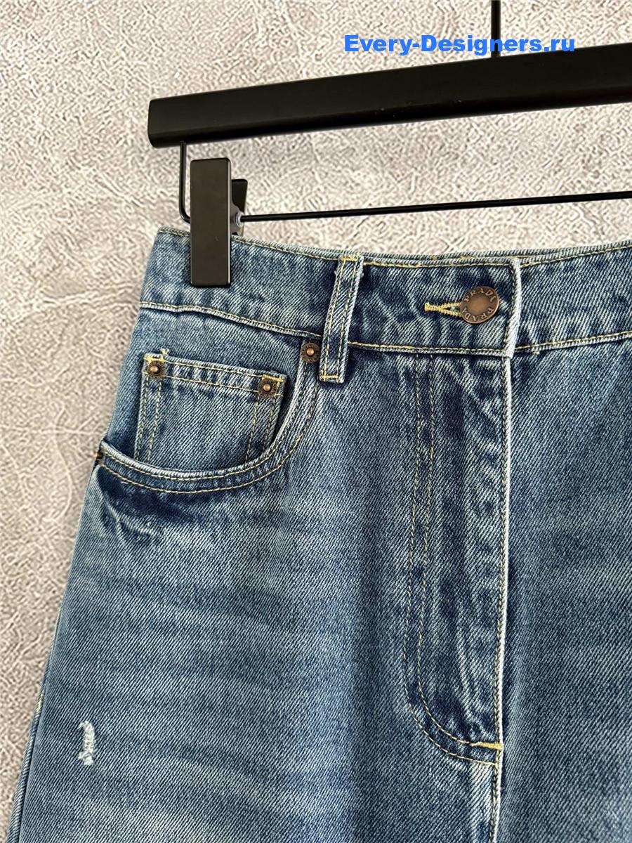 Pra*a washed denim maxi skirt