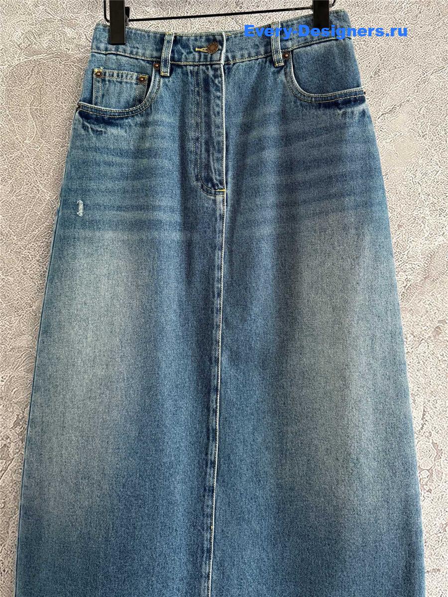 Pra*a washed denim maxi skirt