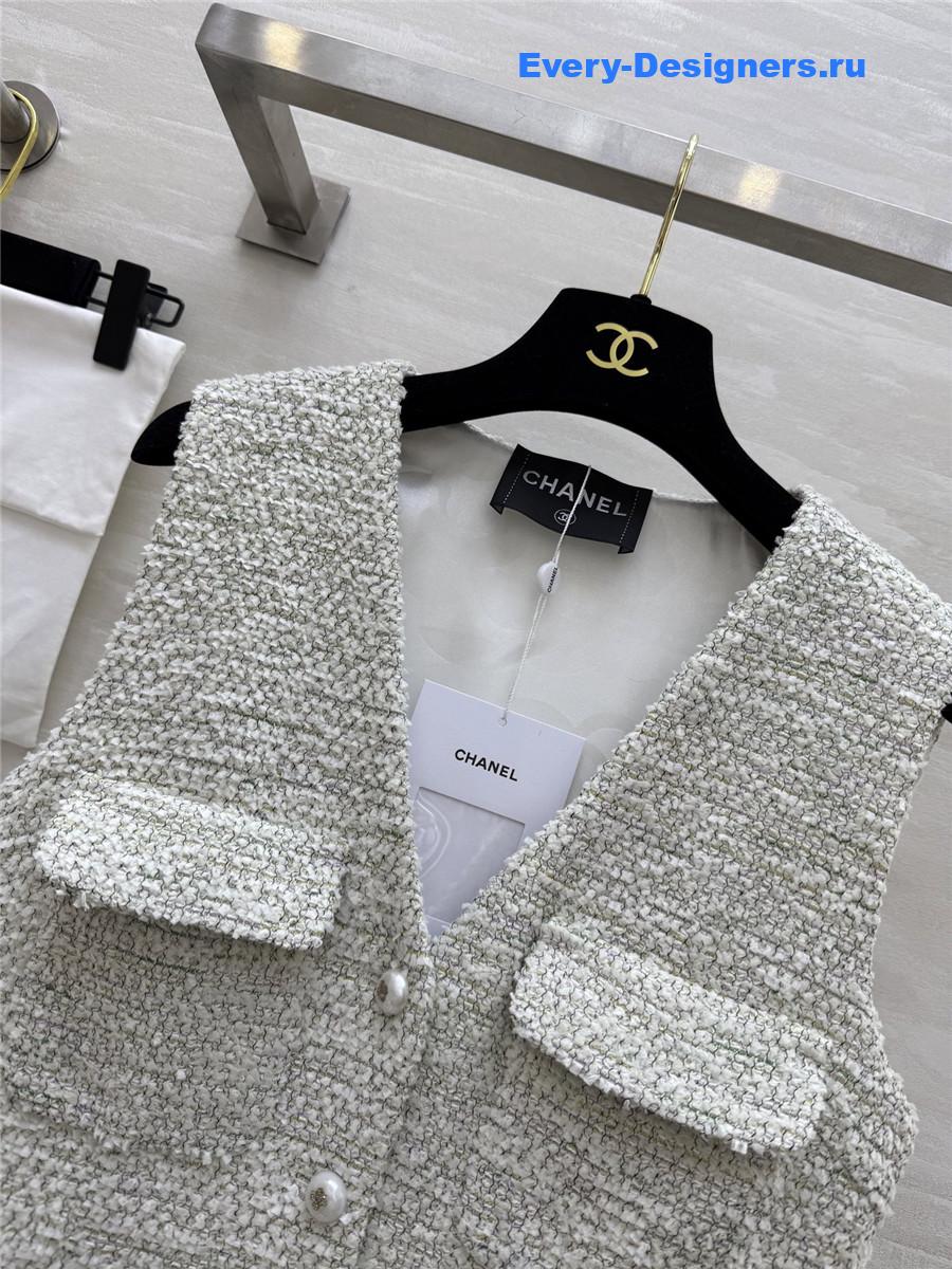 Ch**el tweed v-neck midi dress