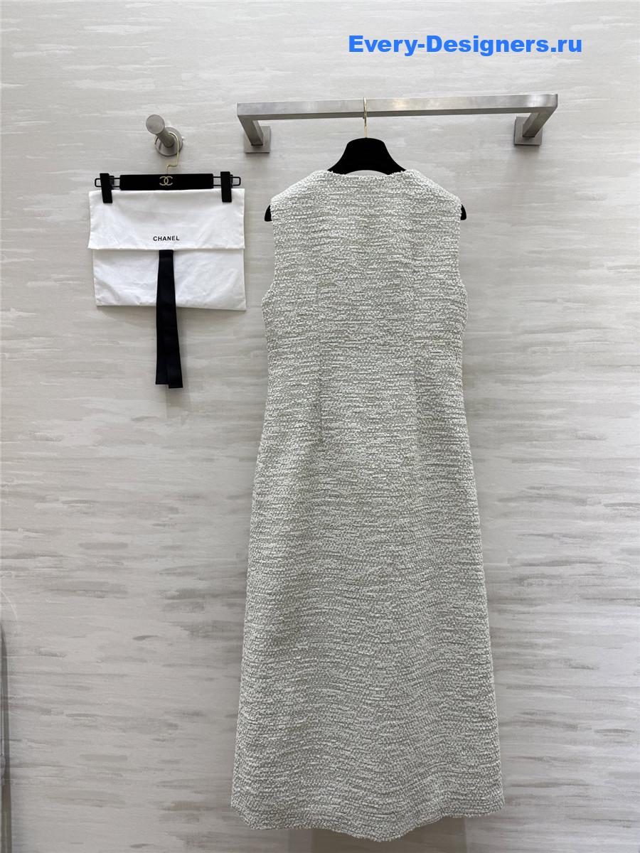 Ch**el tweed v-neck midi dress