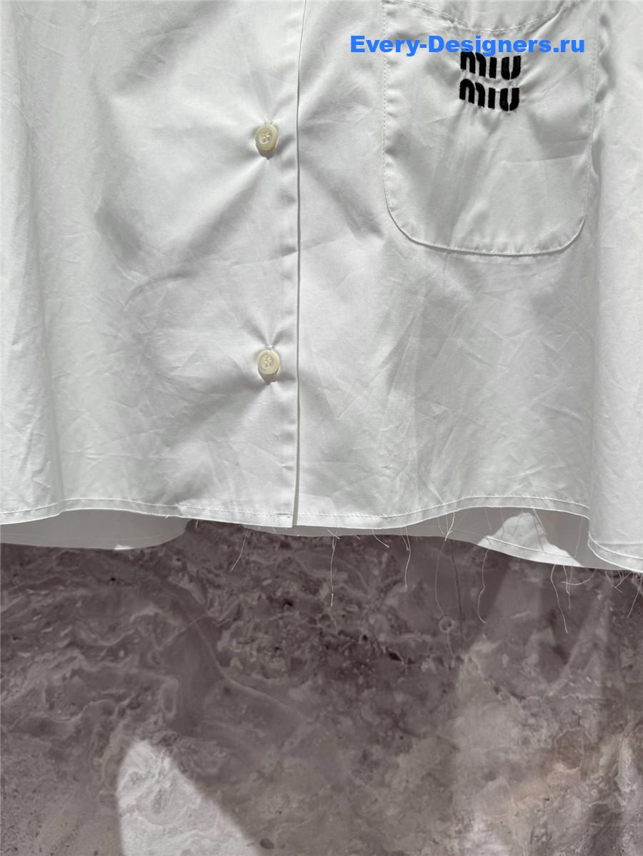 Miu Miu Logo Cropped Poplin Shirt