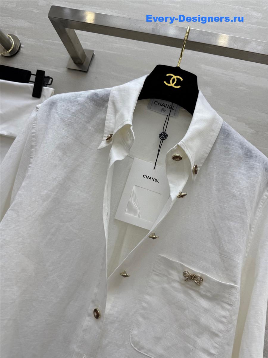 Ch**el white logo button-down shirt
