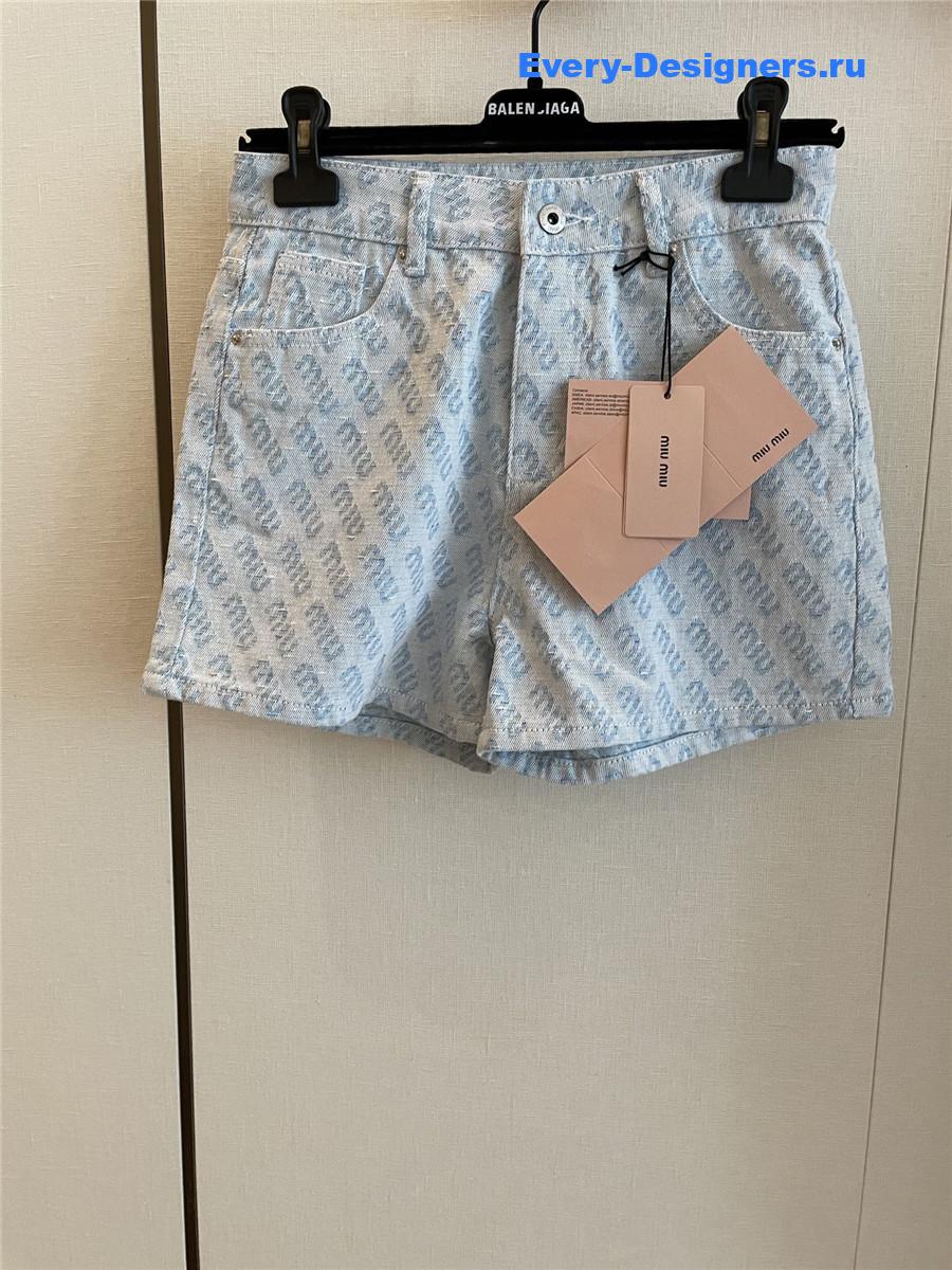 Miu Miu Sapphire Blue Denim Shorts