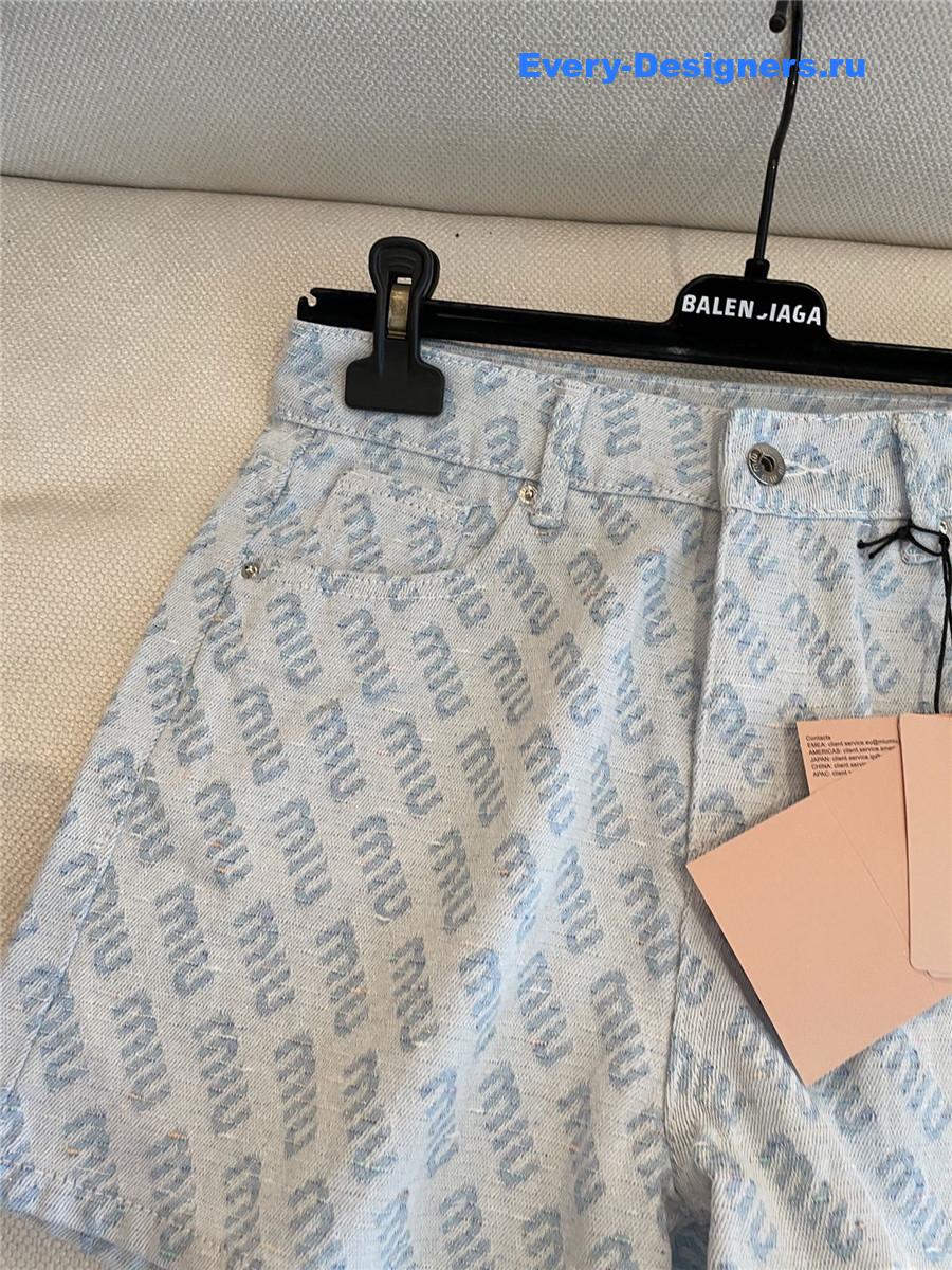 Miu Miu Sapphire Blue Denim Shorts