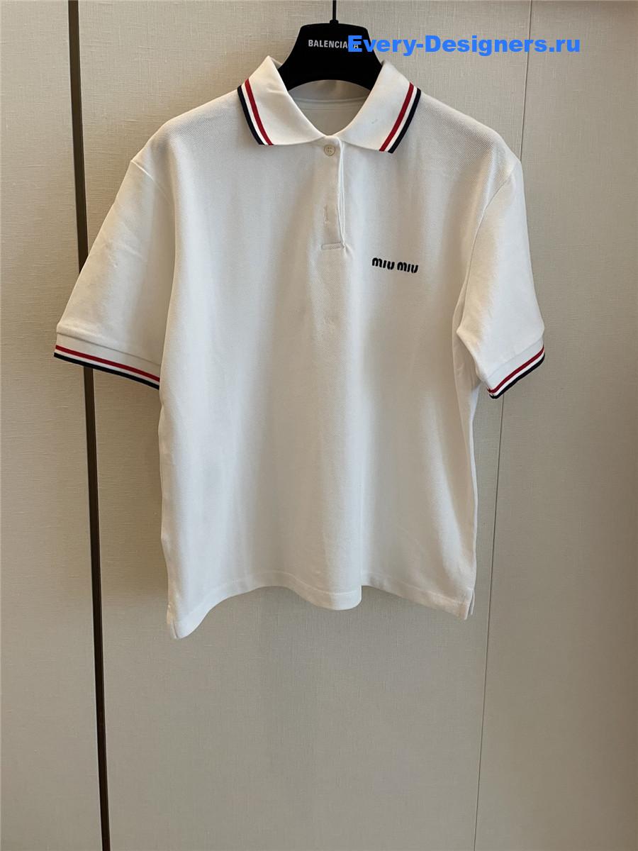 Miu Miu Knitted Cotton Polo Shirt