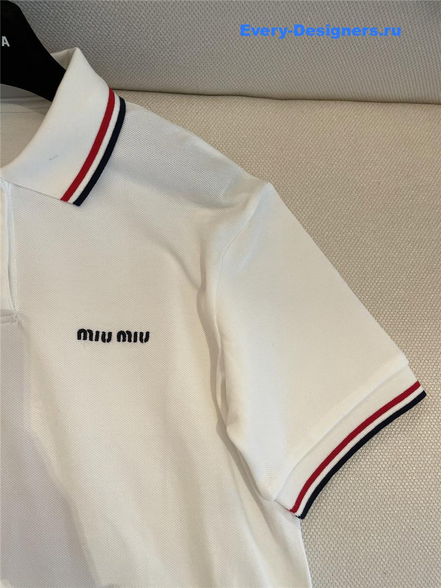 Miu Miu Knitted Cotton Polo Shirt