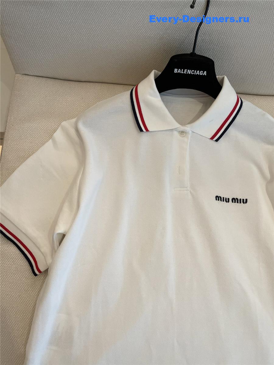 Miu Miu Knitted Cotton Polo Shirt