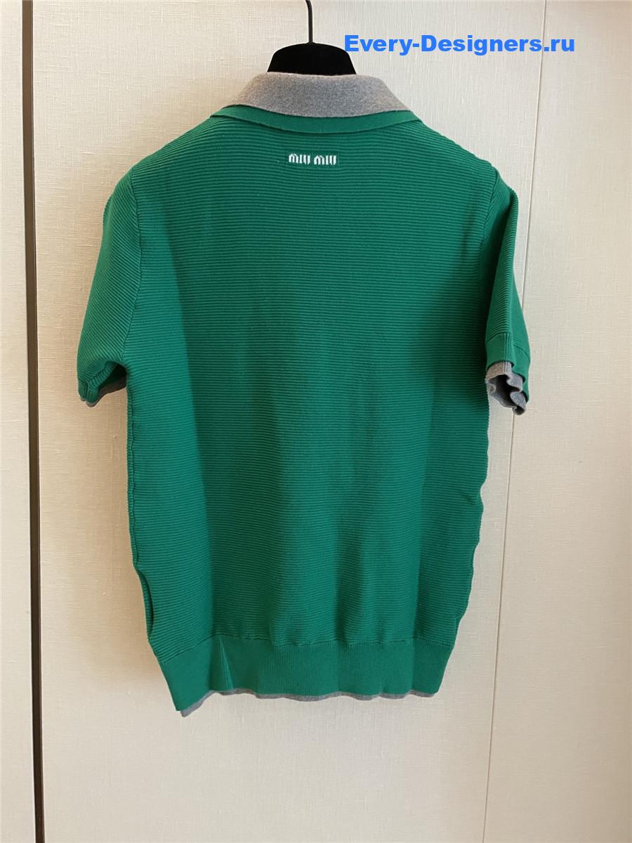Miu Miu Green Knitted Polo Shirt