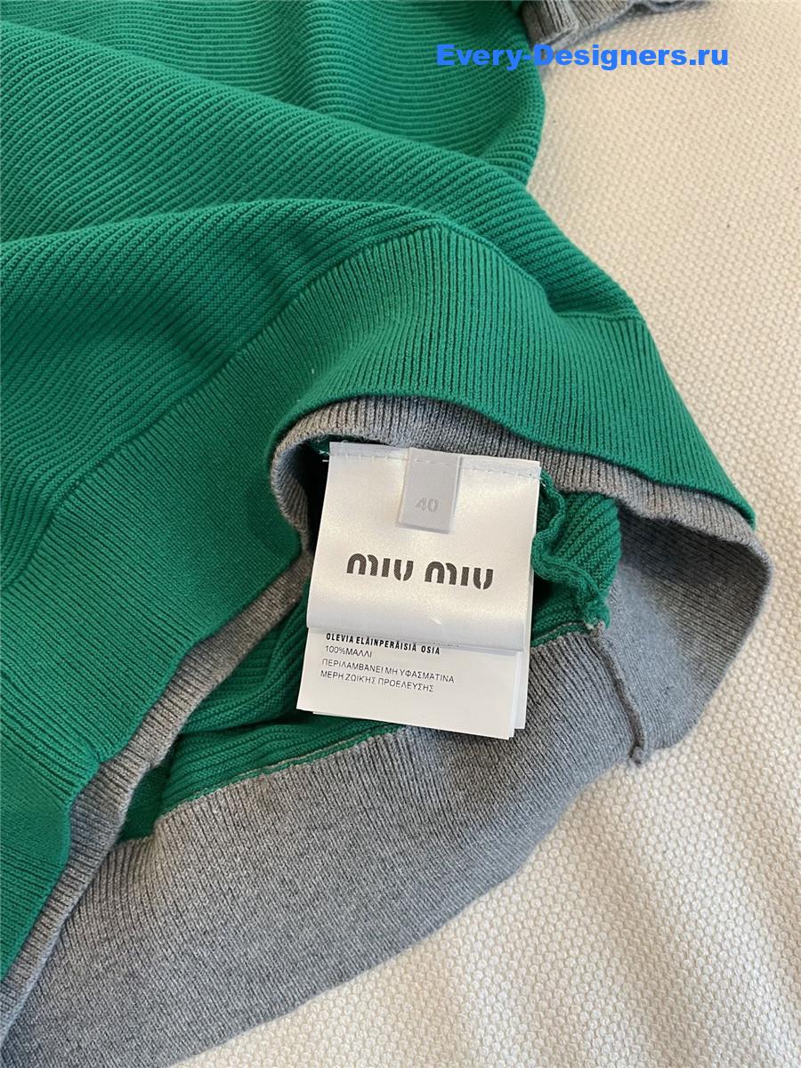 Miu Miu Green Knitted Polo Shirt