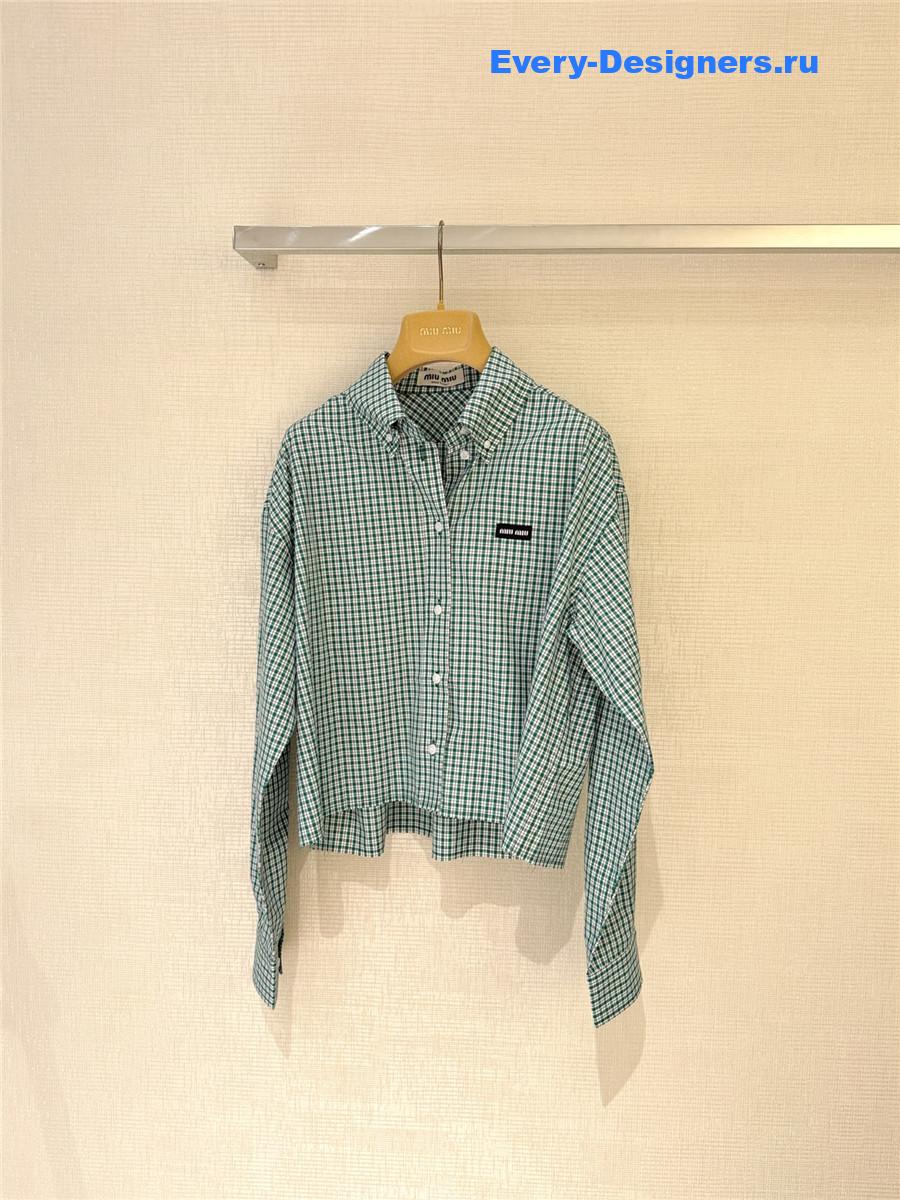 Miu Miu Emerald/White Checked Shirt