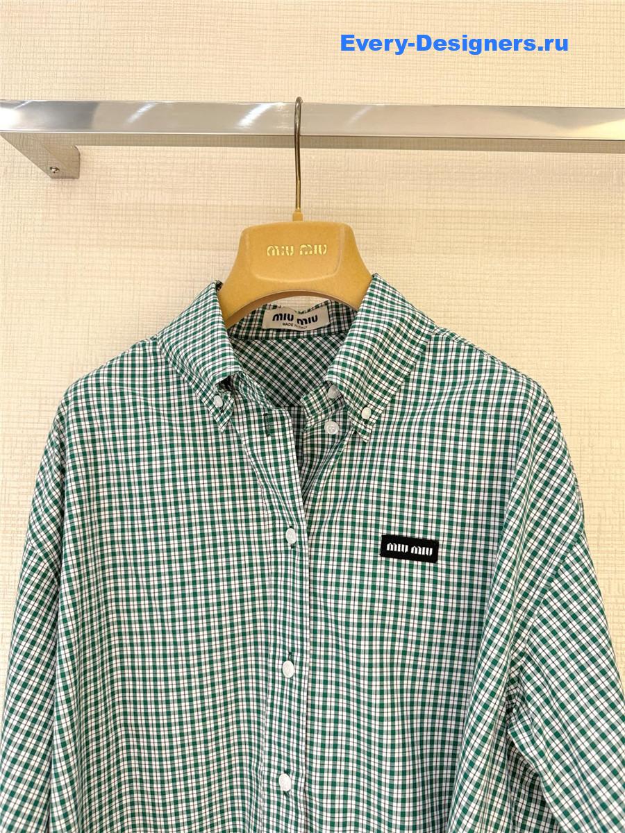 Miu Miu Emerald/White Checked Shirt