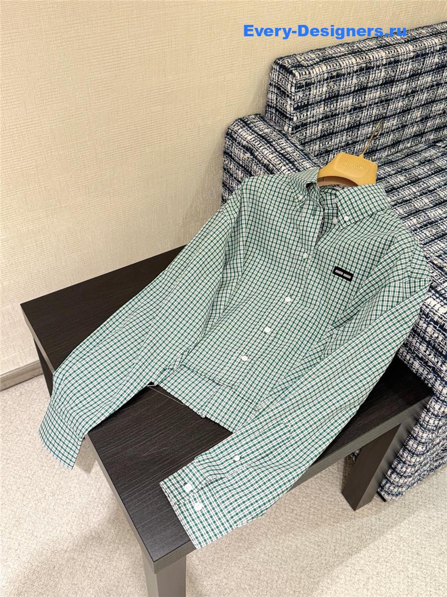 Miu Miu Emerald/White Checked Shirt