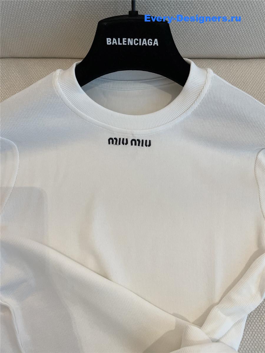 Miu Miu White Embroidered T-shirt
