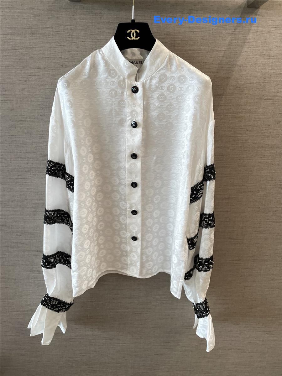 Ch**el logo jacquard lace shirt