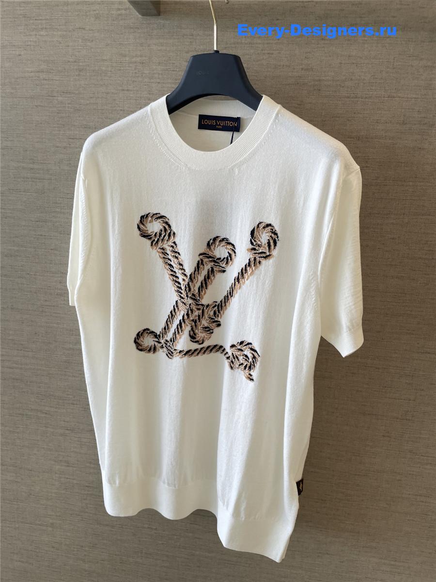 l0vis Vvtt0n nautical knit top white