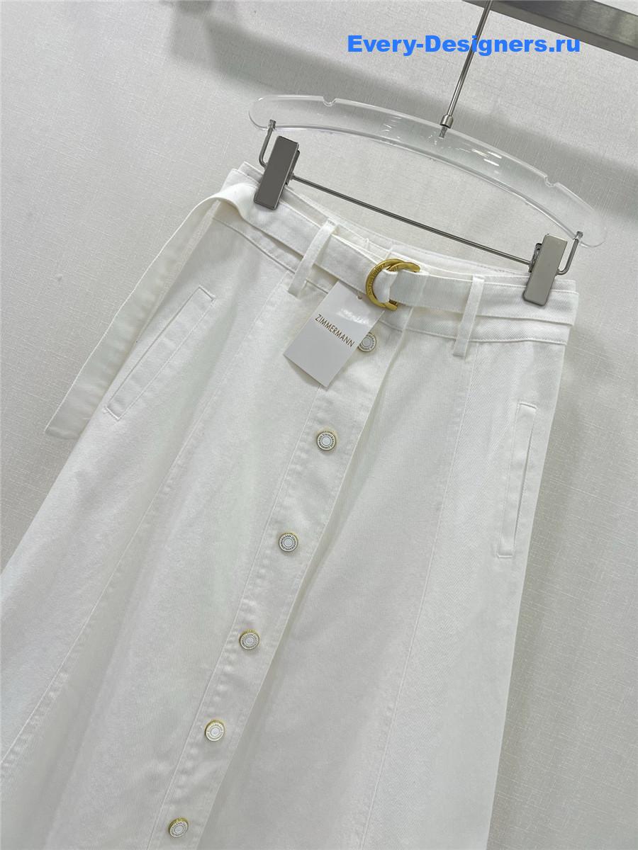 Zimm White Denim Button Skirt