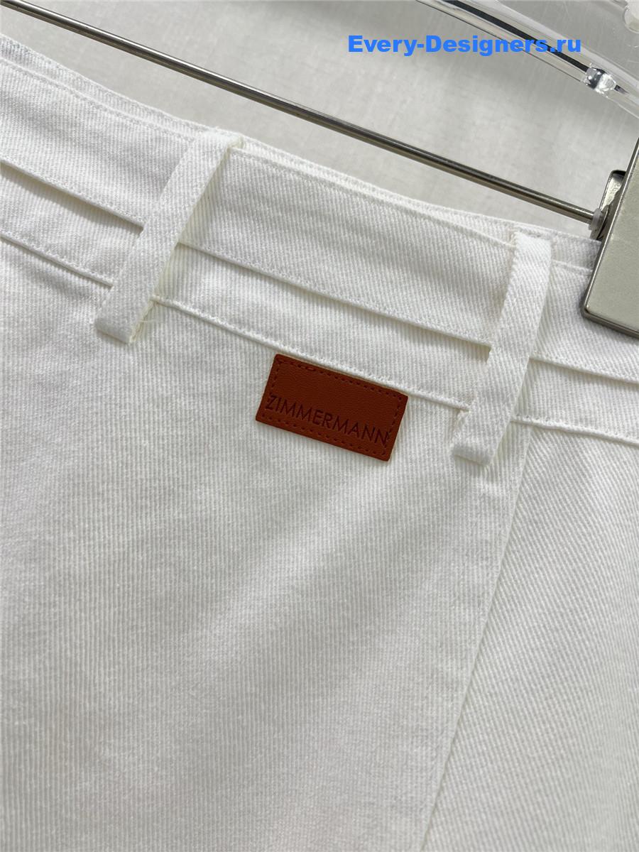 Zimm White Denim Button Skirt