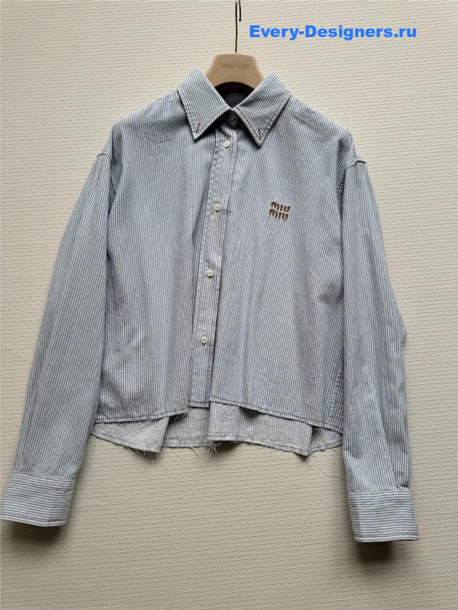 Miu Miu Striped Denim Cropped Shirt