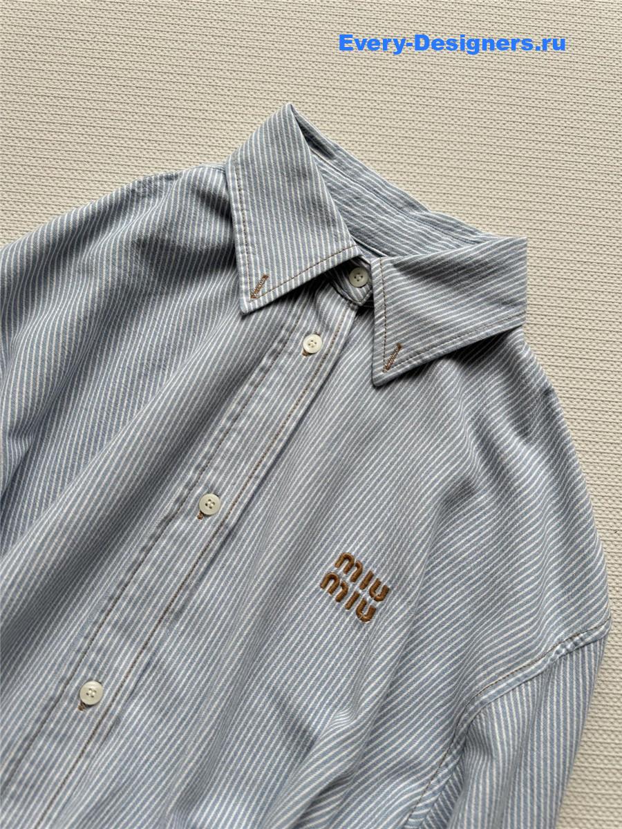 Miu Miu Striped Denim Cropped Shirt